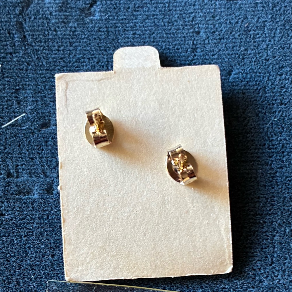 24 KT Gold Plated bear with Turquoise inlay Stud Earrings - Picture 4 of 5
